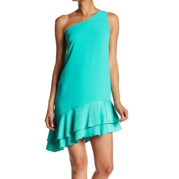 Trina Turk Dresses & Skirts - Trina Turk Women's Size 6 Lunaria One Shoulder Asymmetrical Dress Cabana Teal